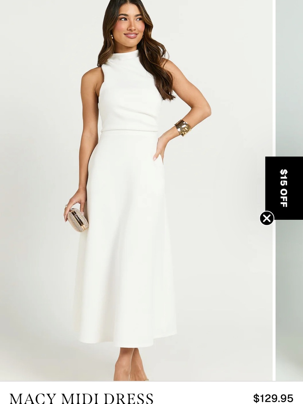 Showpo White High-Neck Sleeveless Midi Dress